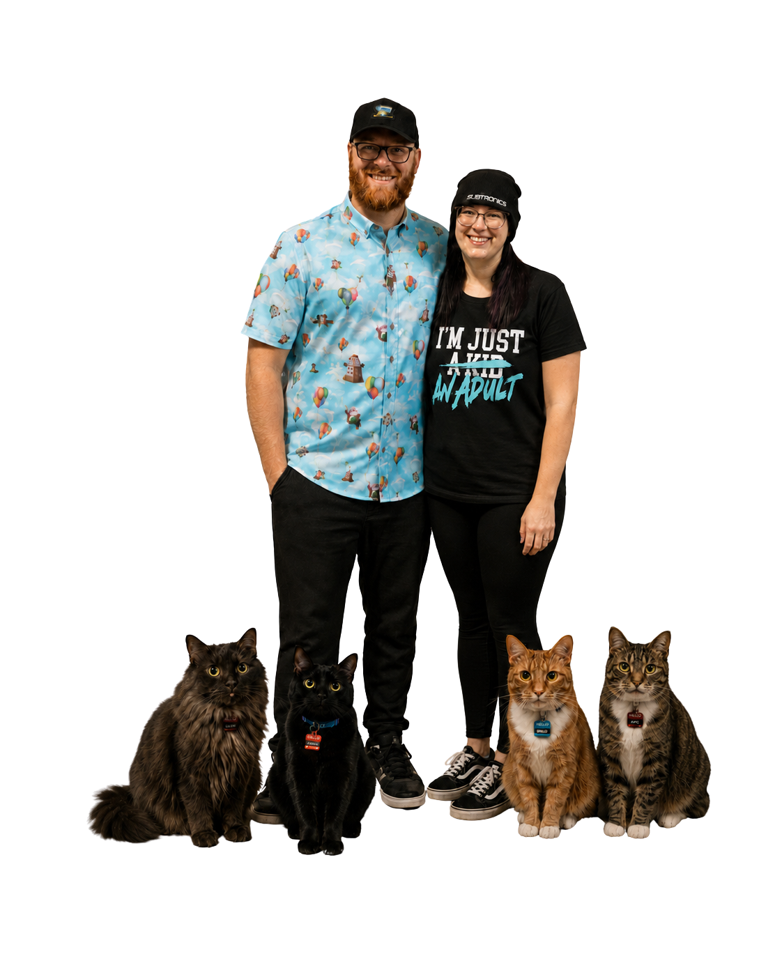Delaney, her husband, and their four cats